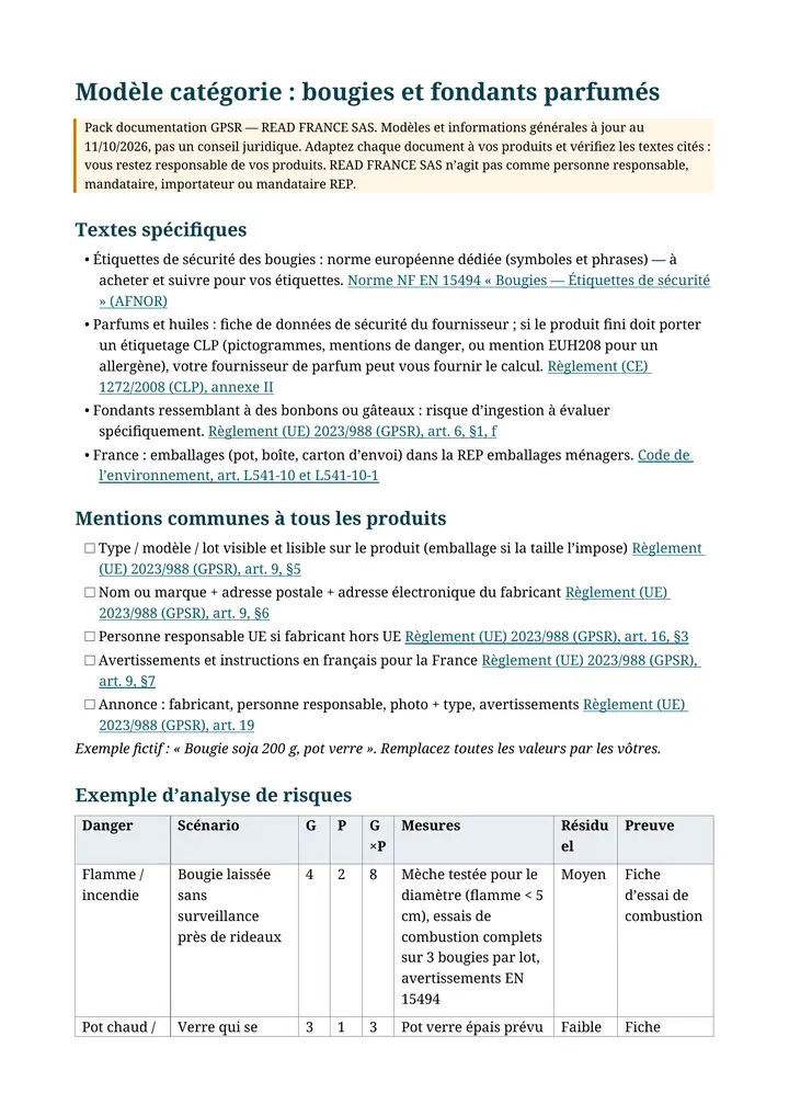 Aperçu : Modèle catégorie : bougies